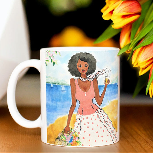 Caribbean Girl with Cocktail Mug - Miss Brooks Loves Books