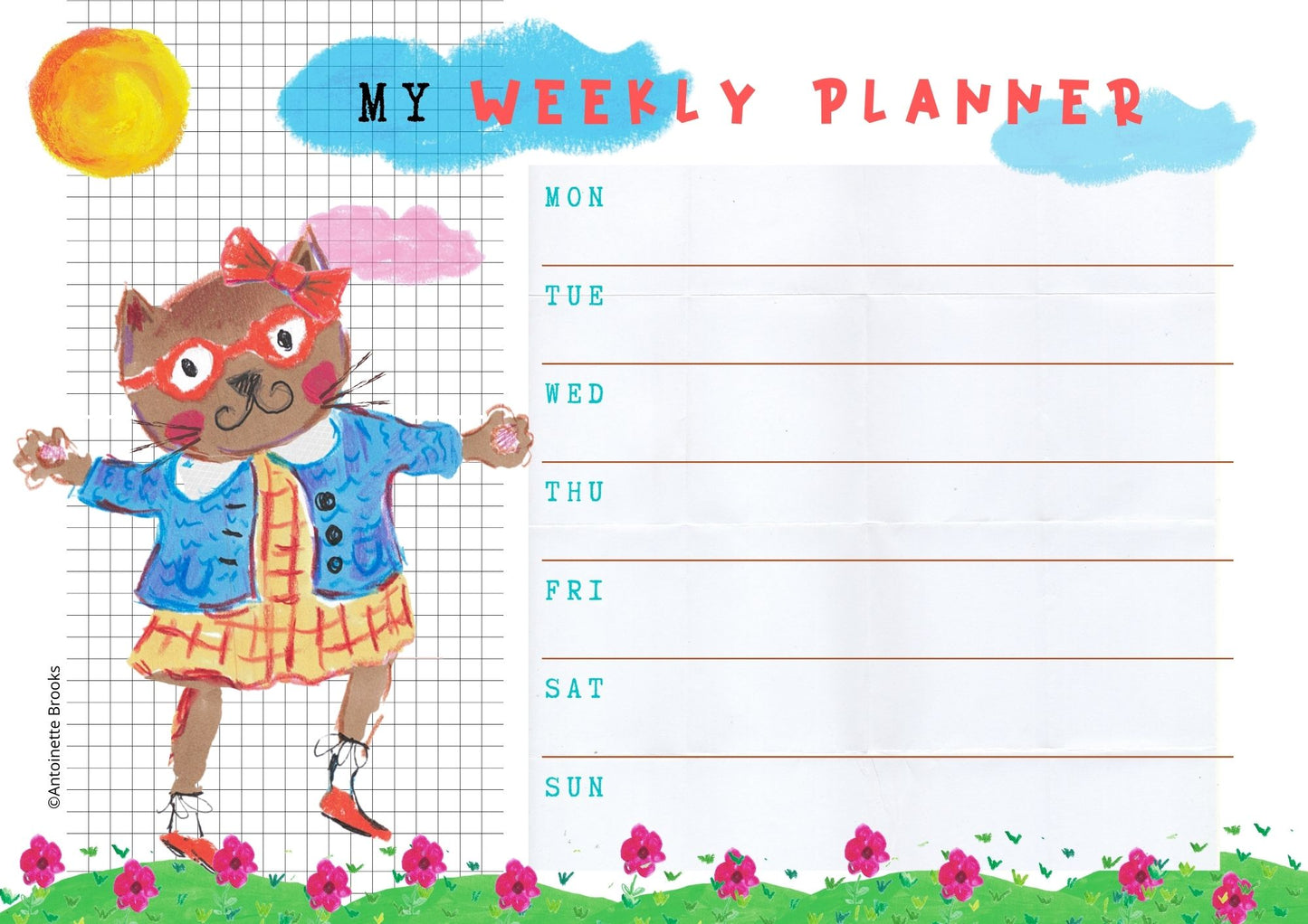 Tippy Tappy Katkins Printable Planner - Undated - Miss Brooks Loves Books