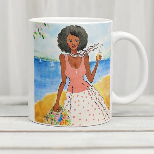 Caribbean Girl with Cocktail Mug - Miss Brooks Loves Books
